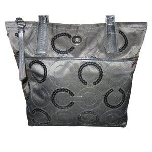 Coach 2013 Signature C Sequin Canvas Embellished Tote Bag in  classic black